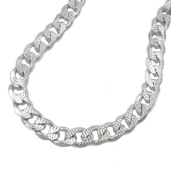 5,6mm Collier Panzerkette Halskette, flach, Muster, 925 Silber, 50cm