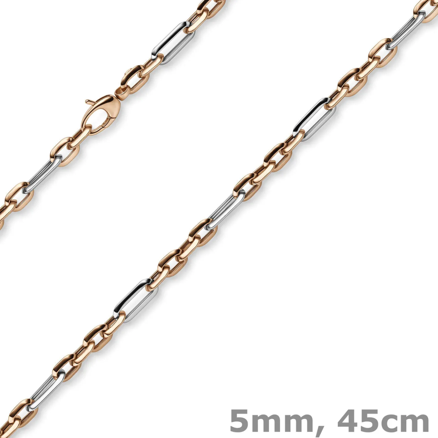 5mm Collier Phantasiekette aus 585 Gold Weißgold Rotgold Halsschmuck, 45cm