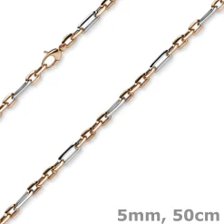 5mm Collier Phantasiekette aus 585 Gold Weißgold Rotgold Halsschmuck, 50cm