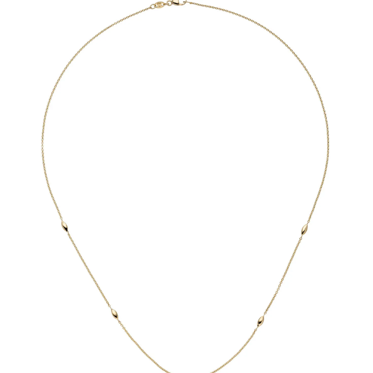 1,1mm Collier Rundankerkette kleinen spitz ovalen Oliven, 585 Gold Gelbgold 45cm