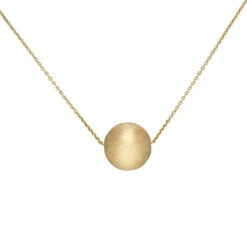 0,7mm Collier Rundankerkette mit mattierter Kugel, 750 Gold Gelbgold, 45cm