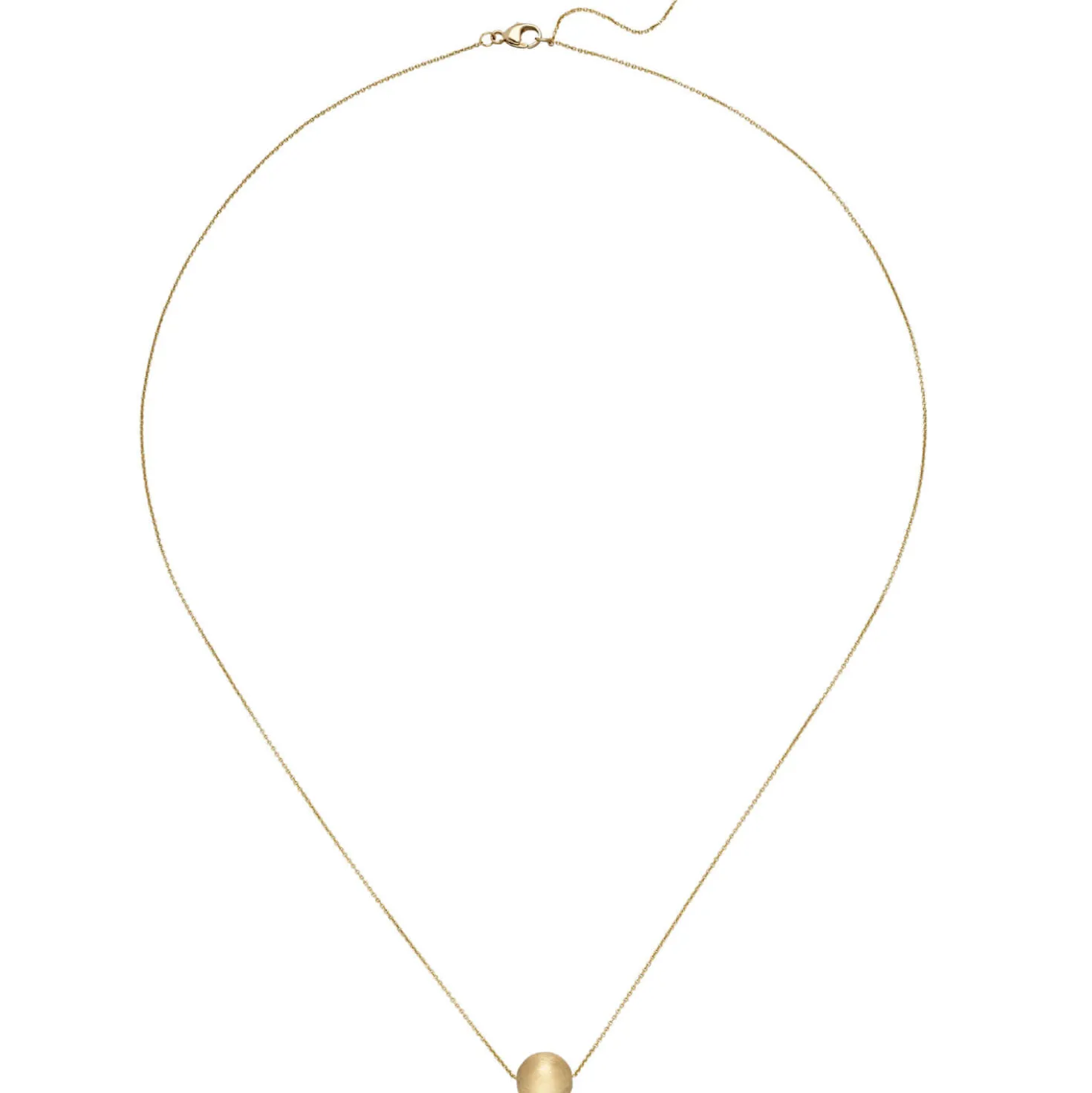 0,7mm Collier Rundankerkette mit mattierter Kugel, 750 Gold Gelbgold, 45cm