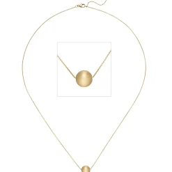0,7mm Collier Rundankerkette mit mattierter Kugel, 750 Gold Gelbgold, 45cm