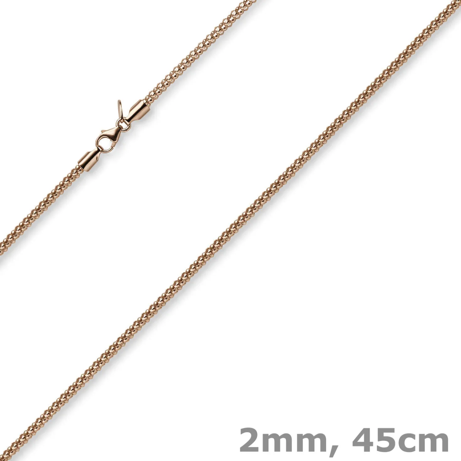 2mm Collier runde Himbeer-Kette aus 585 Gold Rotgold Halsschmuck Halskette, 45cm