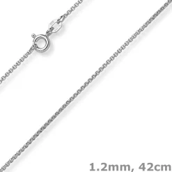 1,2mm Collier runde Veneziakette aus 585 Gold Weißgold Halsschmuck, 42cm
