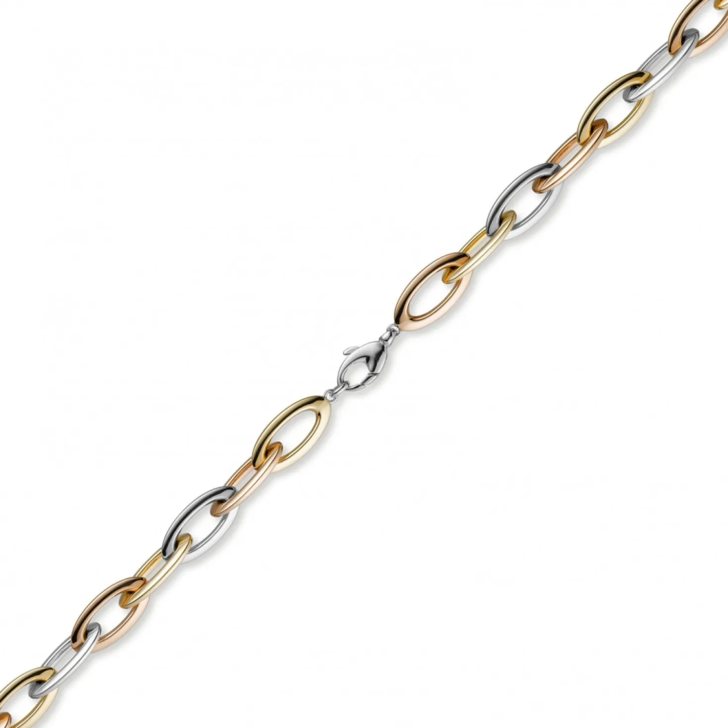 11mm Collier Spitzanker Kette Phantasiekette 585 Gold gelb/weiß/rot, 45cm