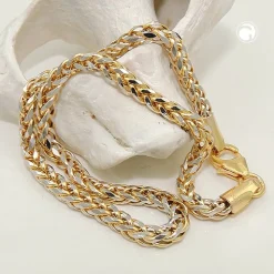 2,4mm Collier Zopfkette Kette Halsschmuck 585 Gelbgold teilrhodiniert 45cm