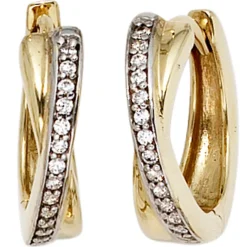 15,3mm Creolen Klappcreole Ohrringe Zirkonia Ringe 333 Gold Gelbgold