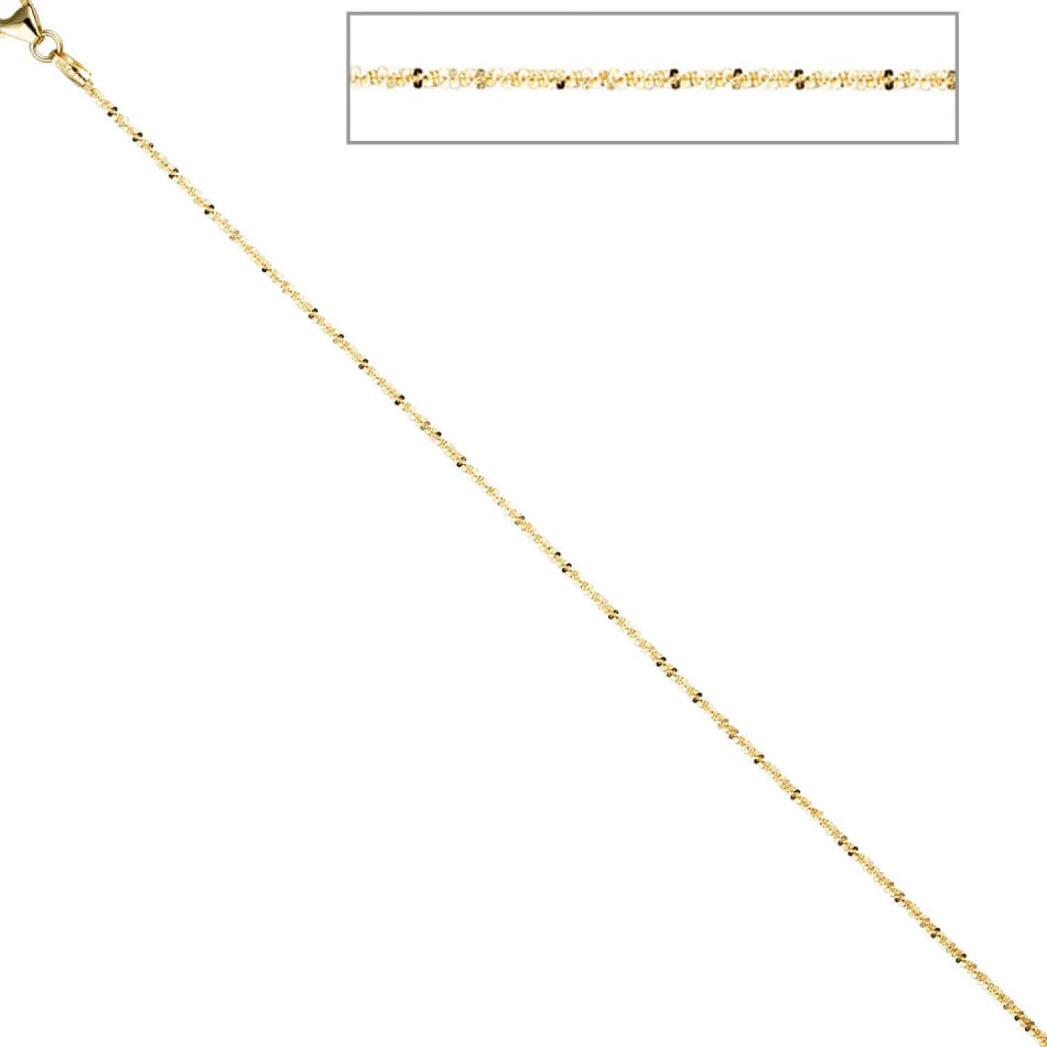 1,3mm Criss-Cross Halskette Collier aus 333 Gold Gelbgold, Goldkette Damen 42cm