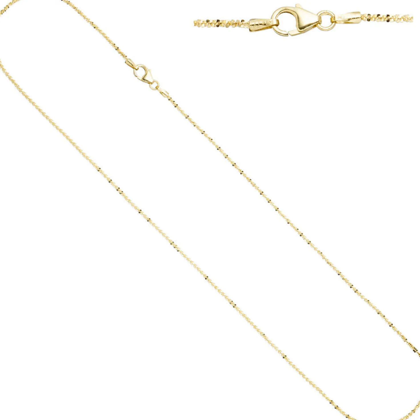 1,3mm Criss-Cross Halskette Collier aus 333 Gold Gelbgold, Goldkette Damen 40cm