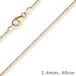1,4mm Criss-cross-Kette Goldkette Collier Halskette aus 585 Gold Gelbgold 40cm