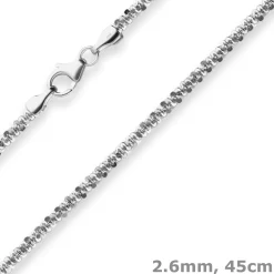 2,6mm Criss-cross-Kette Silberkette Collier Halskette aus 925 Silber 45cm