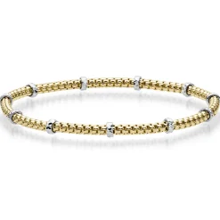 2mm Cubic-Armband mit Rollo elastisch 750 Gold Gelbgold Weißgold stretch