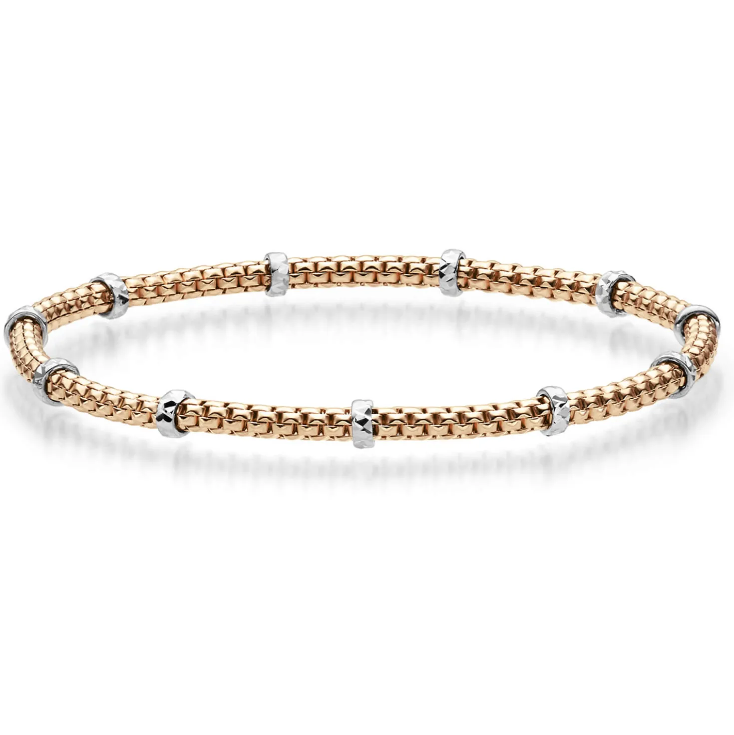 2mm Cubic-Armband mit Rollo elastisch 750 Gold Rotgold Weißgold stretch flexibel
