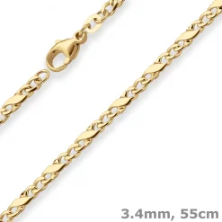 3,4mm Dollarkette Goldkette Collier Halskette aus 333 Gold Gelbgold 55cm
