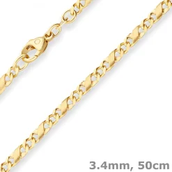 3,4mm Dollarkette Goldkette Collier Halskette aus 333 Gold Gelbgold 50cm