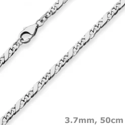 3,7mm Dollarkette Silberkette Collier Halskette aus 925 Silber rhodiniert 50cm