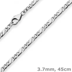 3,7mm Dollarkette Silberkette Collier Halskette aus 925 Silber rhodiniert 45cm