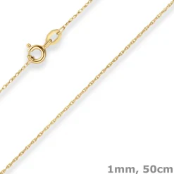 1mm Doppelankerkette Goldkette Collier Halskette aus 333 Gold Gelbgold 50cm