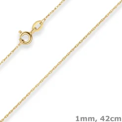 1mm Doppelankerkette Goldkette Collier Halskette aus 375 Gold Gelbgold 42cm
