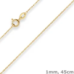 1mm Doppelankerkette Goldkette Collier Halskette aus 333 Gold Gelbgold 45cm