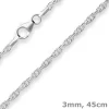 3mm Doppelankerkette Silberkette Collier Halskette aus 925 Silber 45cm