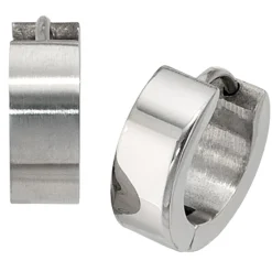13,6mm Edelstahl Creolen Klappcreolen, kantig mattiert, für Damen
