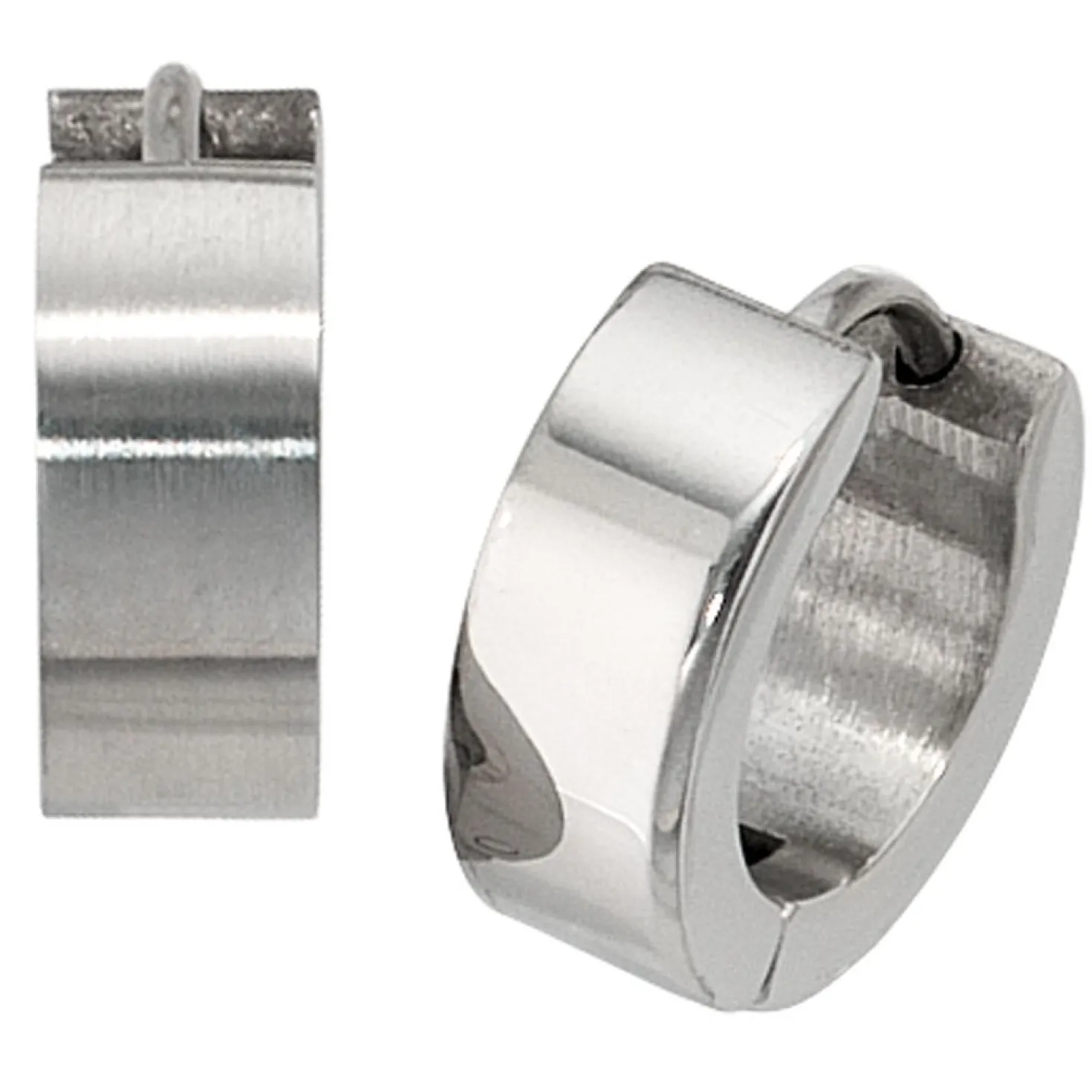 13,6mm Edelstahl Creolen Klappcreolen, kantig mattiert, für Damen