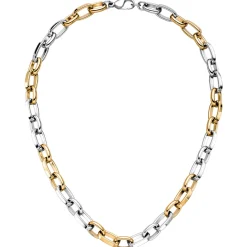 10,2mm Erbs-Anker flach Kette aus Edelstahl bicolor gold-farben beschichtet 49cm