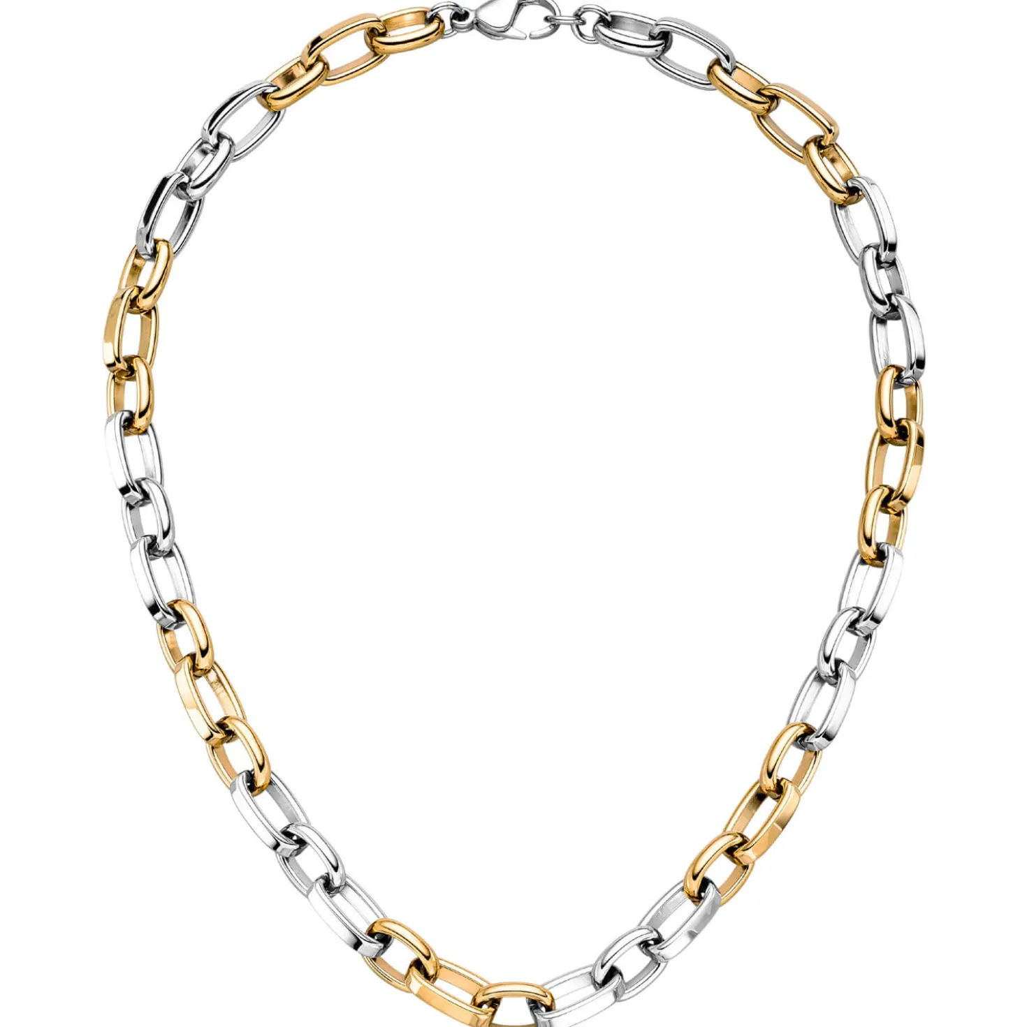 10,2mm Erbs-Anker flach Kette aus Edelstahl bicolor gold-farben beschichtet 49cm
