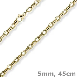5mm Erbs-Anker oval Kette Halskette Collier aus 585 Gold Gelbgold 45cm