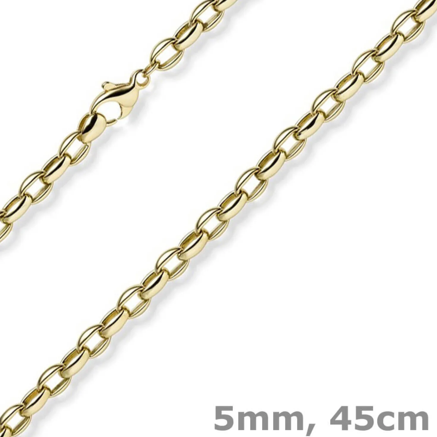 5mm Erbs-Anker oval Kette Halskette Collier aus 585 Gold Gelbgold 45cm