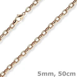 5mm Erbs-Anker oval Kette Halskette Collier aus 585 Gold Rotgold 50cm