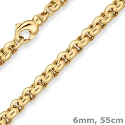 6mm Erbskette Goldkette Collier Halskette aus 585 Gold Gelbgold 55cm