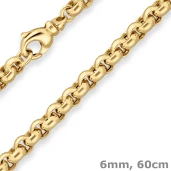 6mm Erbskette Goldkette Collier Halskette aus 585 Gold Gelbgold 60cm