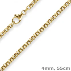4mm Erbskette Goldkette Collier Halskette aus 585 Gold Gelbgold 55cm