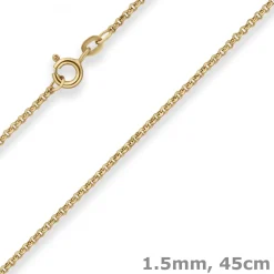 1,5mm Erbskette Goldkette Collier Halskette aus 333 Gold Gelbgold 45cm