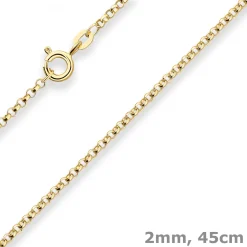 2mm Erbskette Goldkette Collier Halskette aus 585 Gold Gelbgold 45cm