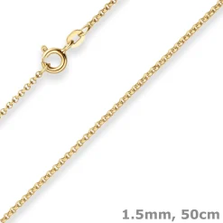 1,5mm Erbskette Goldkette Collier Halskette aus 585 Gold Gelbgold 50cm