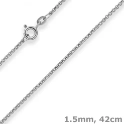 1,5mm Erbskette Goldkette Collier Halskette aus 585 Gold Weißgold 42cm