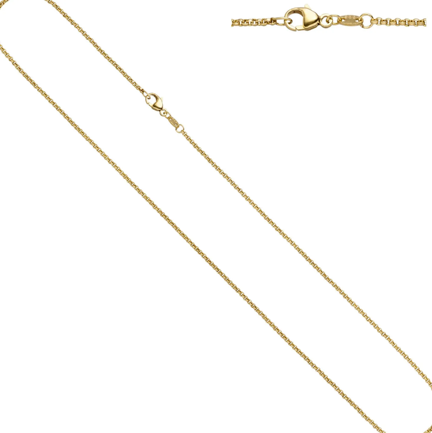 1,5mm Erbskette Halskette Collier aus 585 Gold Gelbgold 40cm