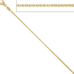1,5mm Erbskette Halskette Collier aus 585 Gold Gelbgold 40cm