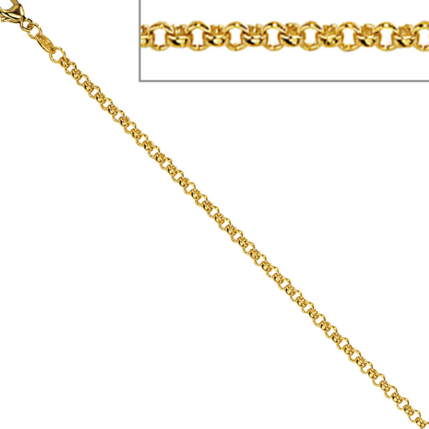 2,5mm Erbskette Kette Collier, 333 Gold Gelbgold, Goldkette, 45 cm