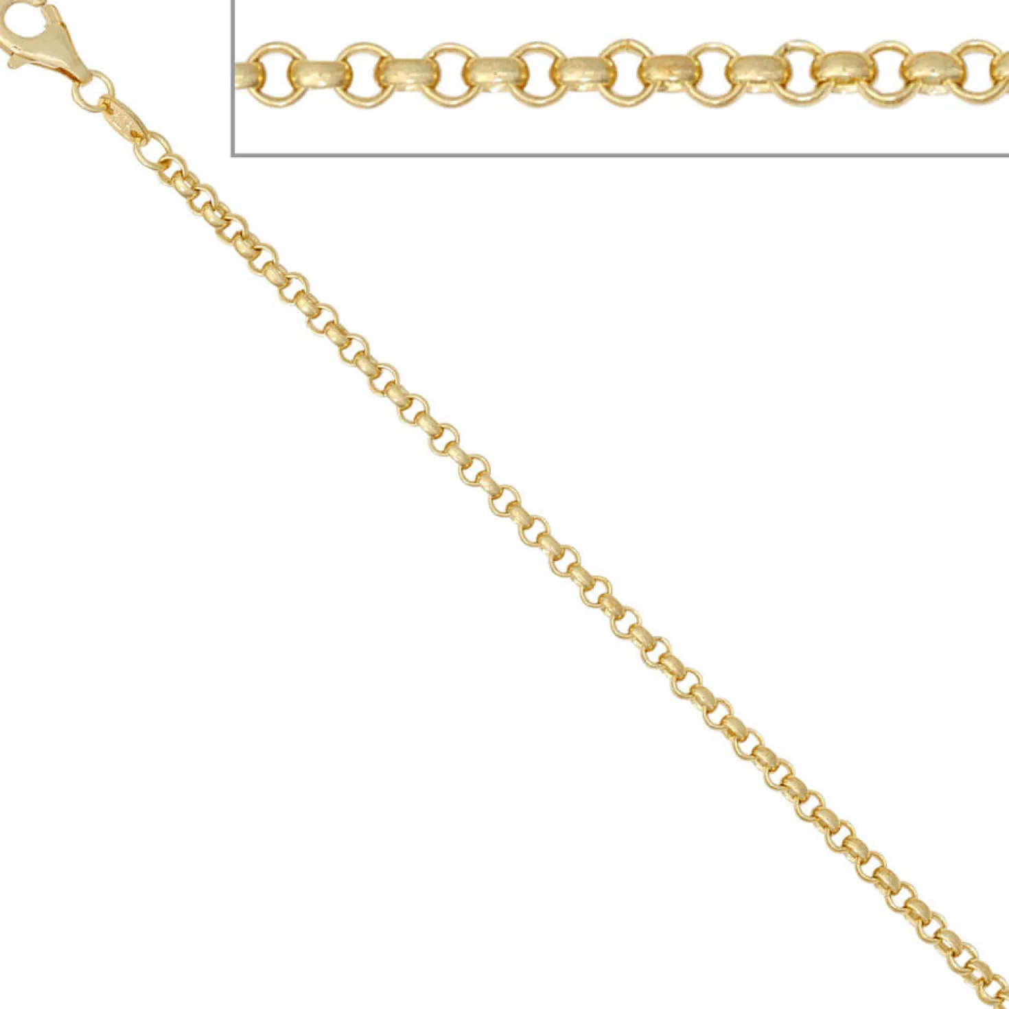 2,5mm Erbskette Kette Collier, 333 Gold Gelbgold, Goldkette, 45 cm
