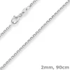 2mm Erbskette Silberkette Collier Halskette aus 925 Silber 90cm
