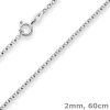2mm Erbskette Silberkette Collier Halskette aus 925 Silber rhodiniert 60cm