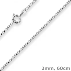 2mm Erbskette Silberkette Collier Halskette aus 925 Silber rhodiniert 60cm