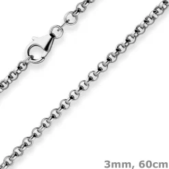 3mm Erbskette Silberkette Collier Halskette aus 925 Silber rhodiniert 60cm