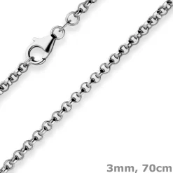 3mm Erbskette Silberkette Collier Halskette aus 925 Silber rhodiniert 70cm