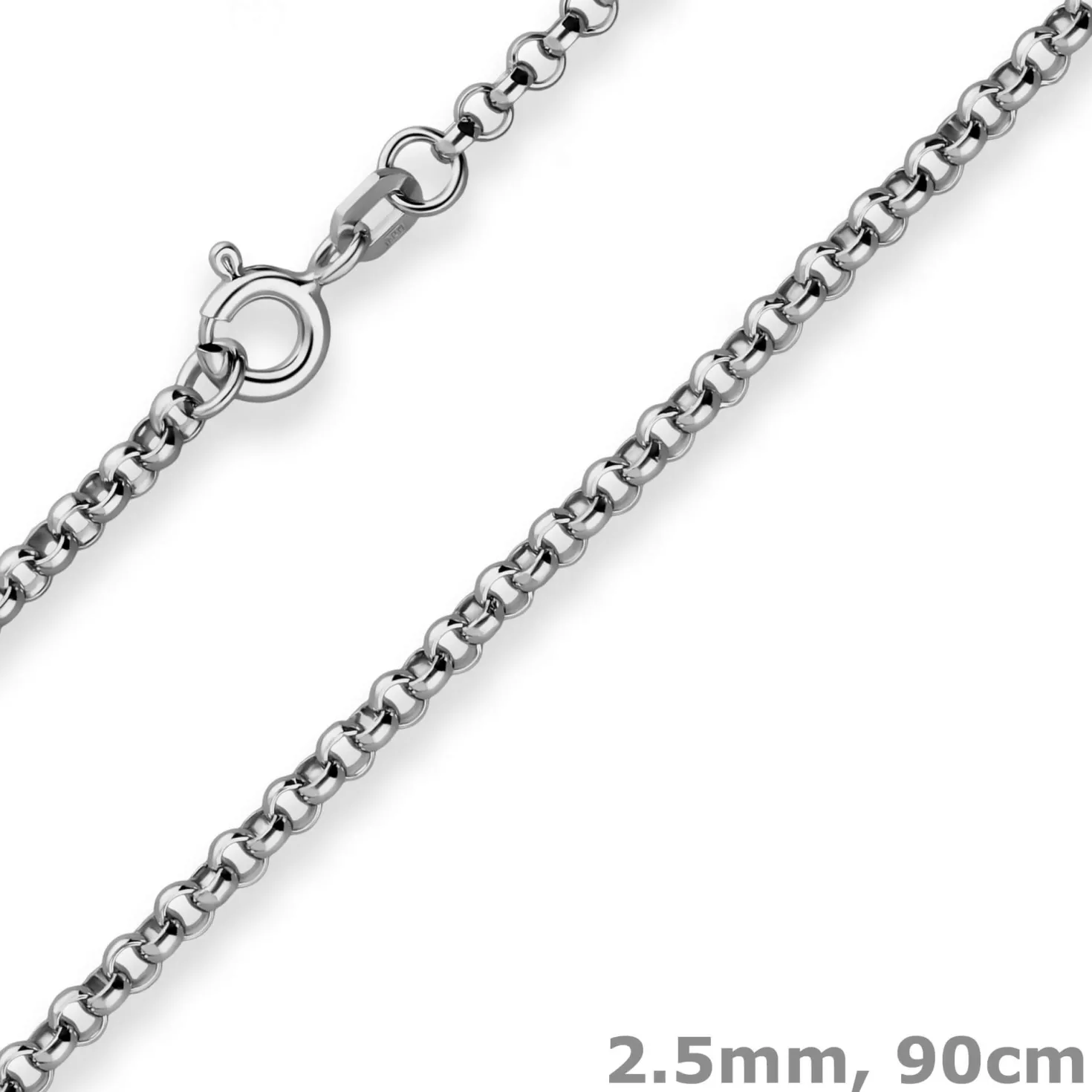 2,5mm Erbskette Silberkette Collier Halskette aus 925 Silber rhodiniert 90cm
